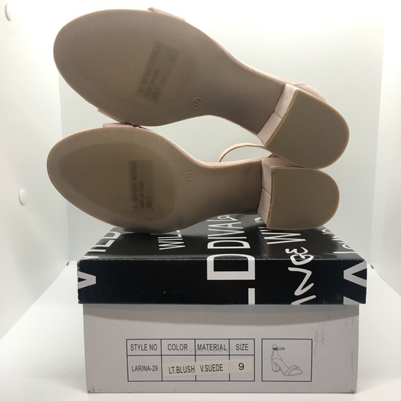 Blush Suede Charlotte Russe Ankle Strap Heels 9 - Picture 6 of 8